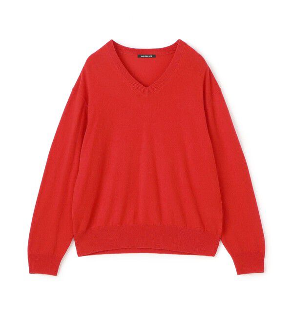 GALERIE VIE「スコットランドカシミヤ Vネックプルオーバー」|ニット・セーター|35 レッド