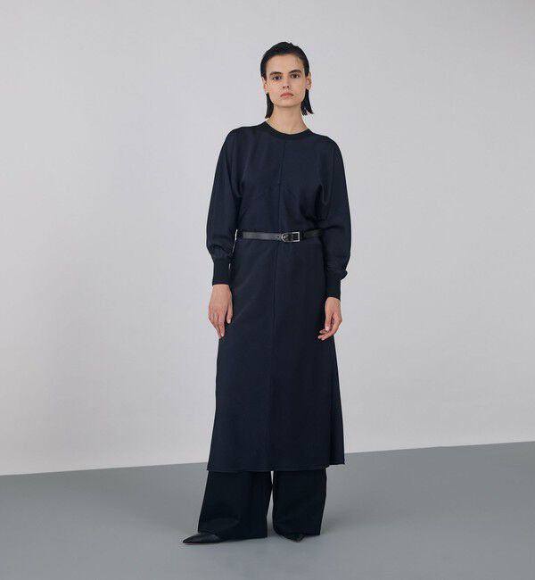 DES PRES「サテンジョーゼット クルーネックワンピース」|ワンピース|