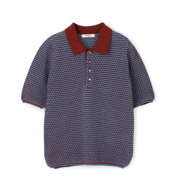 MACPHEE「コットンナイロンラメボーダー ポロプルオーバー」|ニット・セーター|38 ダークレッド系
