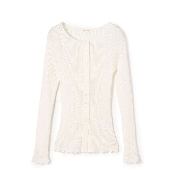 DES PRES「コットンアセテートリブ ボートネックカーディガン」|カーディガン|11 ホワイト