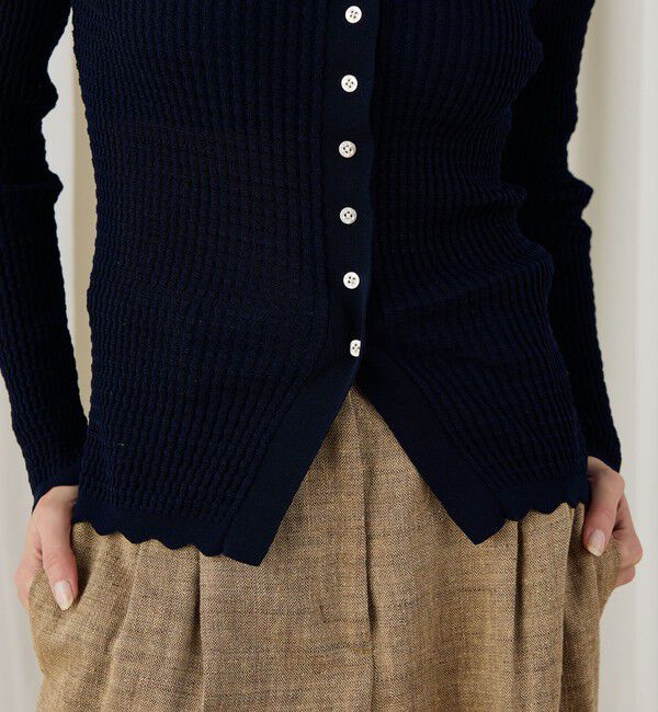 DES PRES「コットンアセテートリブ ボートネックカーディガン」|カーディガン|