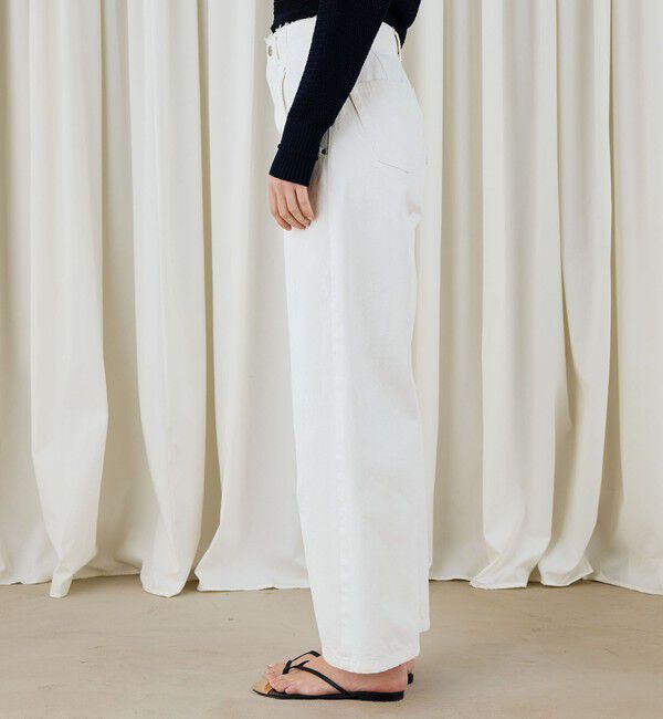 DES PRES「ペインティングホワイトデニム ラウンドパンツ」|デニム|