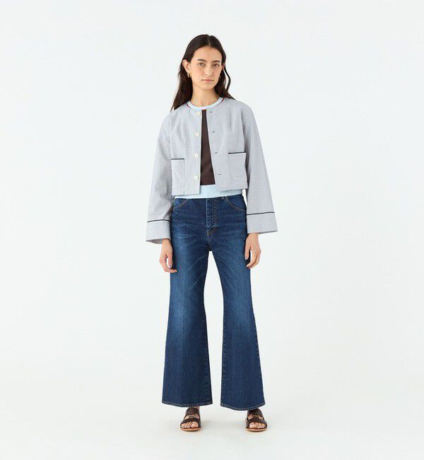 MACPHEE「コットンコード クルーネックジャケット」|ノーカラージャケット|