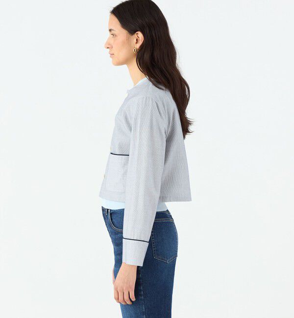 MACPHEE「コットンコード クルーネックジャケット」|ノーカラージャケット|