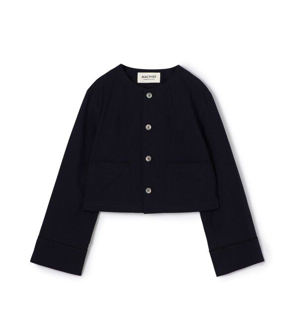 MACPHEE「コットンコード クルーネックジャケット」|ノーカラージャケット|69 ネイビー