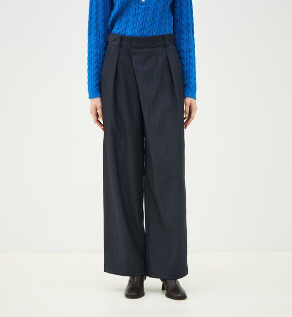 MACPHEE「ポリエステルウールドスキン アシンメトリーパンツ」|スラックス|