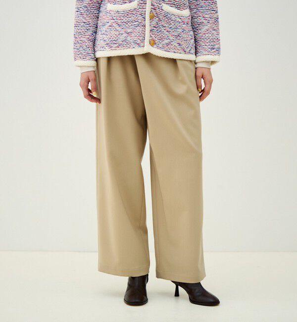 MACPHEE「ポリエステルウールドスキン アシンメトリーパンツ」|スラックス|