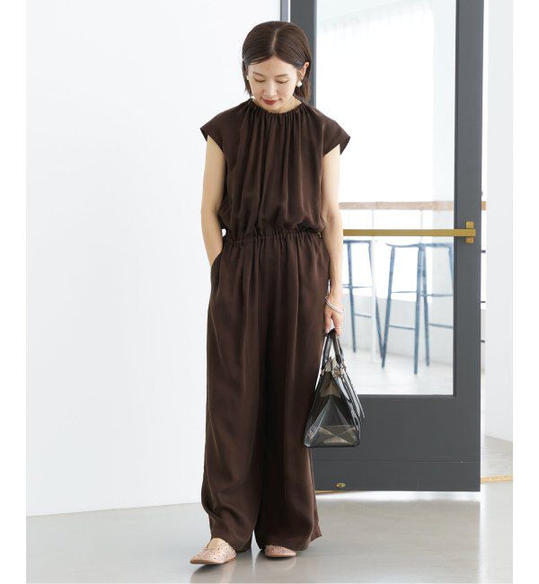 IENA「《追加2》キュプラギャザーネックオールインワン」|オールインワン|