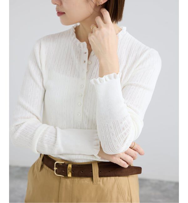 IENA「《予約》アイレットフリルニット」|ニット・セーター|