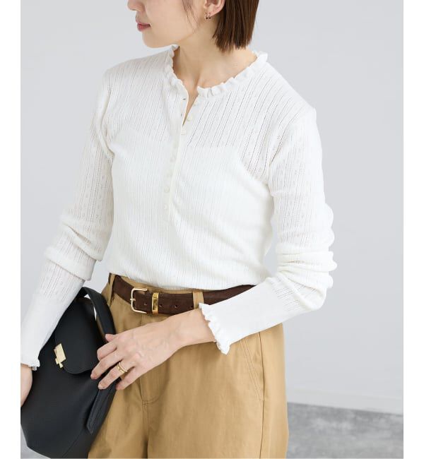 IENA「《予約》アイレットフリルニット」|ニット・セーター|