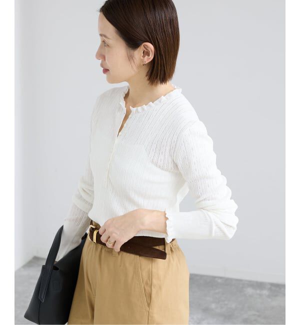 IENA「《予約》アイレットフリルニット」|ニット・セーター|