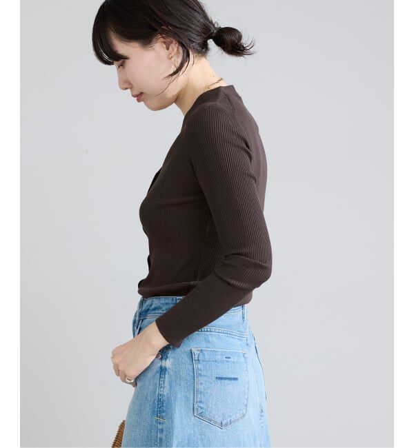 IENA「《追加予約》ECO SPLASH リブVネックカーディガン」|カーディガン|