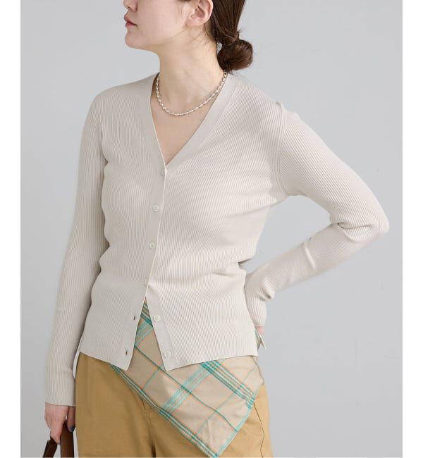 IENA「《追加予約》ECO SPLASH リブVネックカーディガン」|カーディガン|