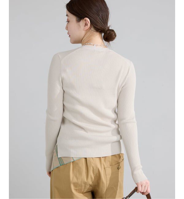 IENA「《追加予約》ECO SPLASH リブVネックカーディガン」|カーディガン|