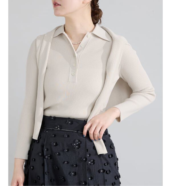 IENA「《予約》ECO SPLASH 襟付きリブプルオーバー」|ニット・セーター|ナチュラル