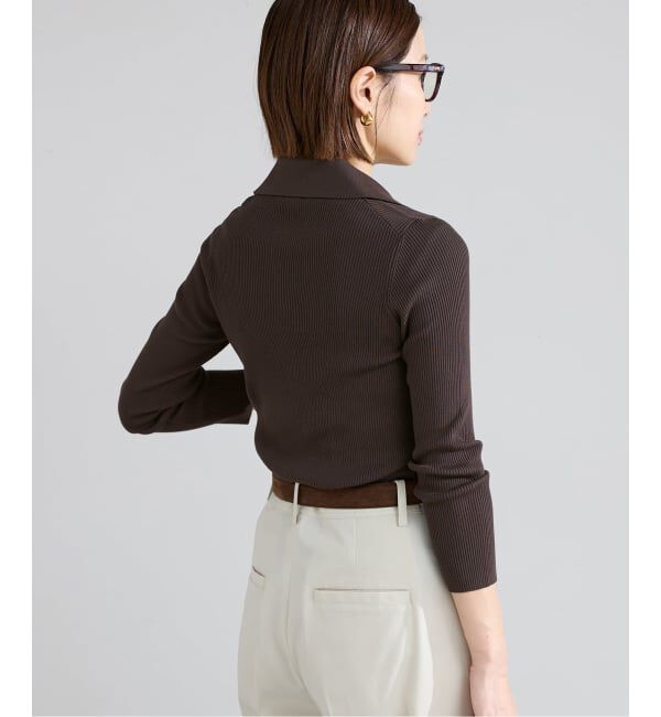 IENA「《予約》ECO SPLASH 襟付きリブプルオーバー」|ニット・セーター|