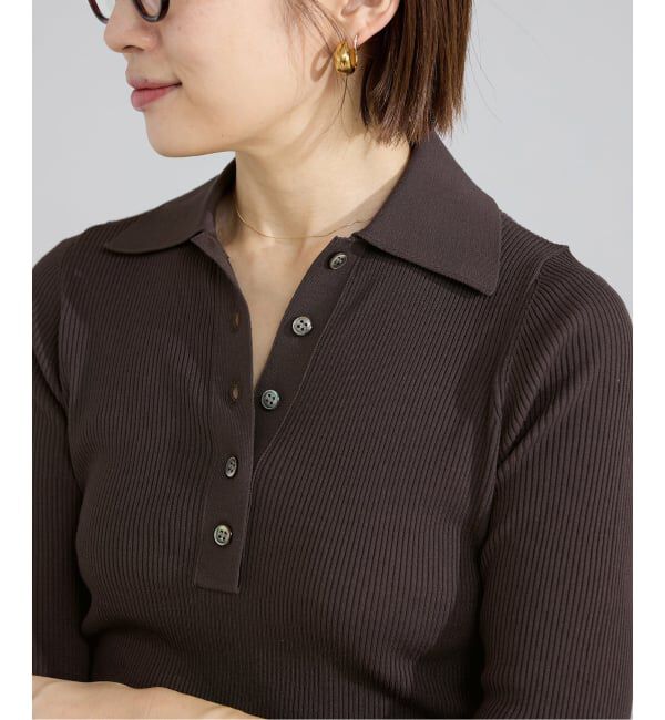 IENA「《予約》ECO SPLASH 襟付きリブプルオーバー」|ニット・セーター|