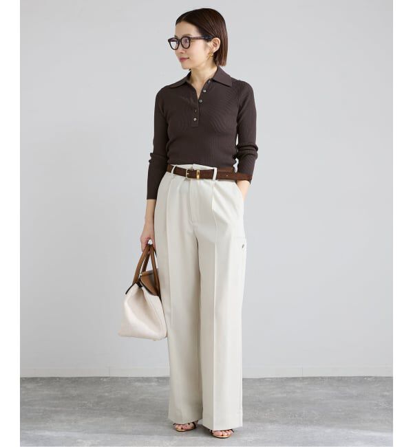 IENA「《予約》ECO SPLASH 襟付きリブプルオーバー」|ニット・セーター|