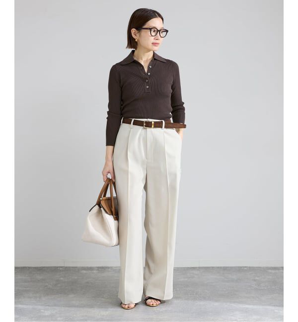 IENA「《予約》ECO SPLASH 襟付きリブプルオーバー」|ニット・セーター|