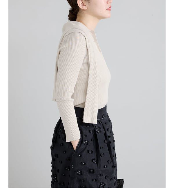 IENA「《予約》ECO SPLASH 襟付きリブプルオーバー」|ニット・セーター|