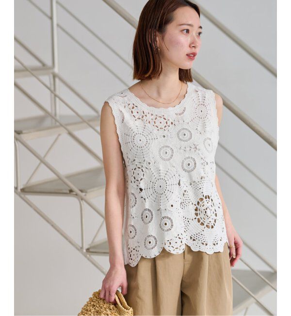 JOURNAL STANDARD relume「エンブロイダリークロシェノースリーブ」|ニット・セーター|