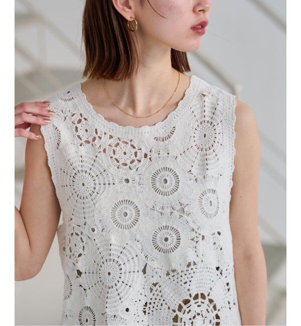 JOURNAL STANDARD relume「エンブロイダリークロシェノースリーブ」|ニット・セーター|