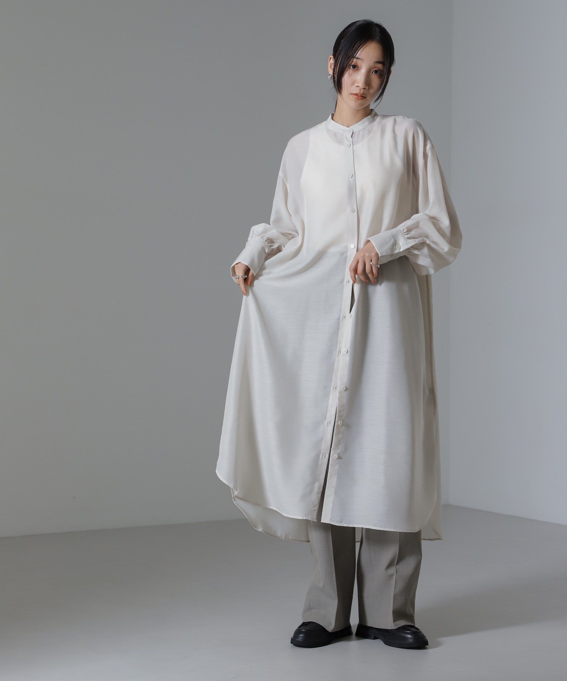 nano･universe「シアーマキシシャツワンピース」|ワンピース|