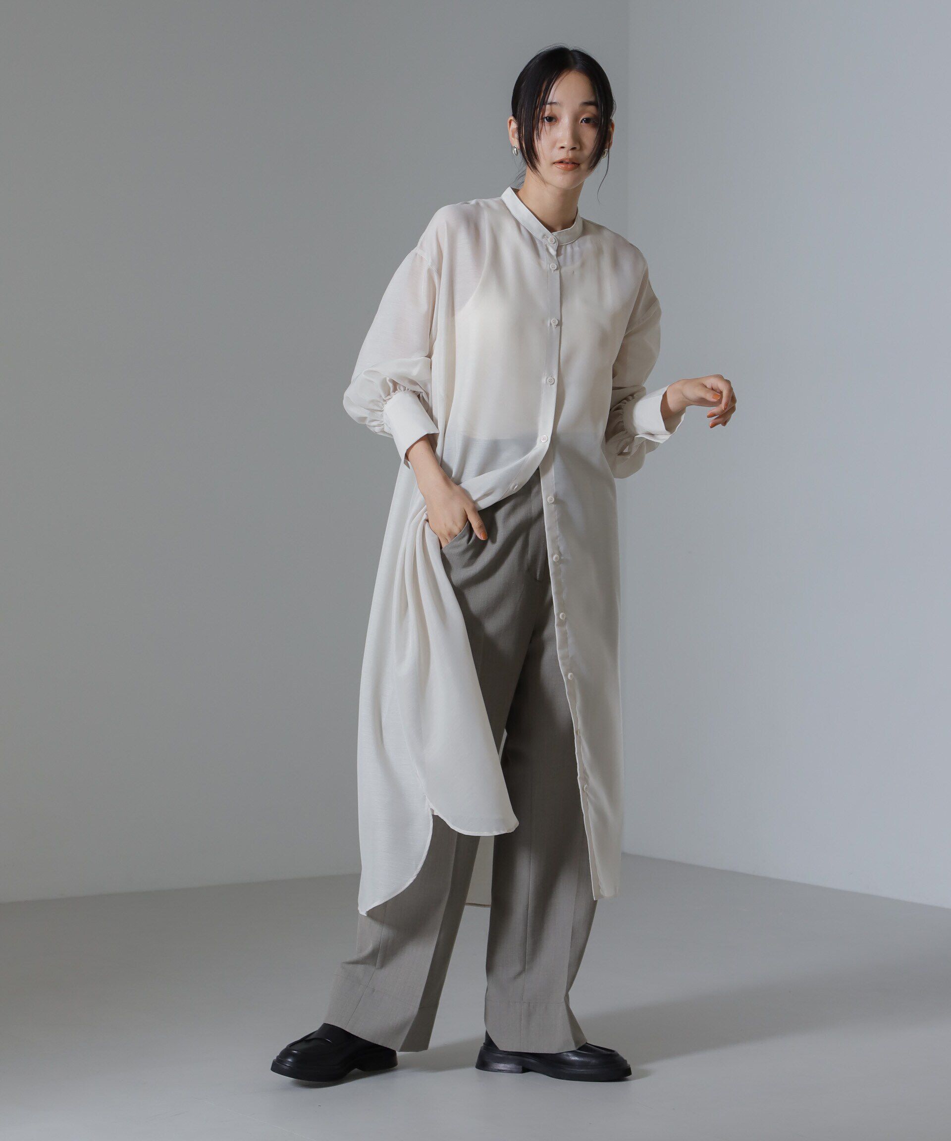 nano･universe「シアーマキシシャツワンピース」|ワンピース|