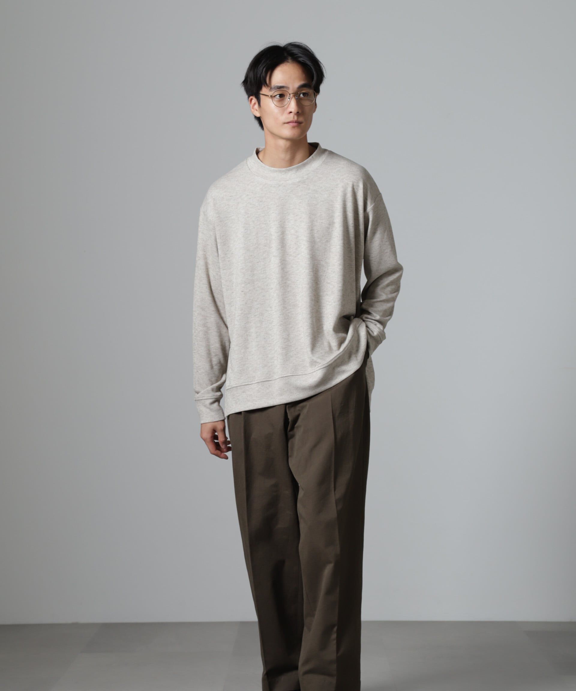 nano･universe「WEB限定/ストレッチテレコモックネックプルオーバー 長袖」|Tシャツ・カットソー|