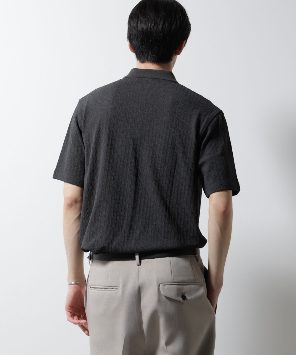 nano･universe「｢Damerino｣ヘリンボンポロシャツ/防シワ・吸水速乾・UVカット」|Tシャツ・カットソー|