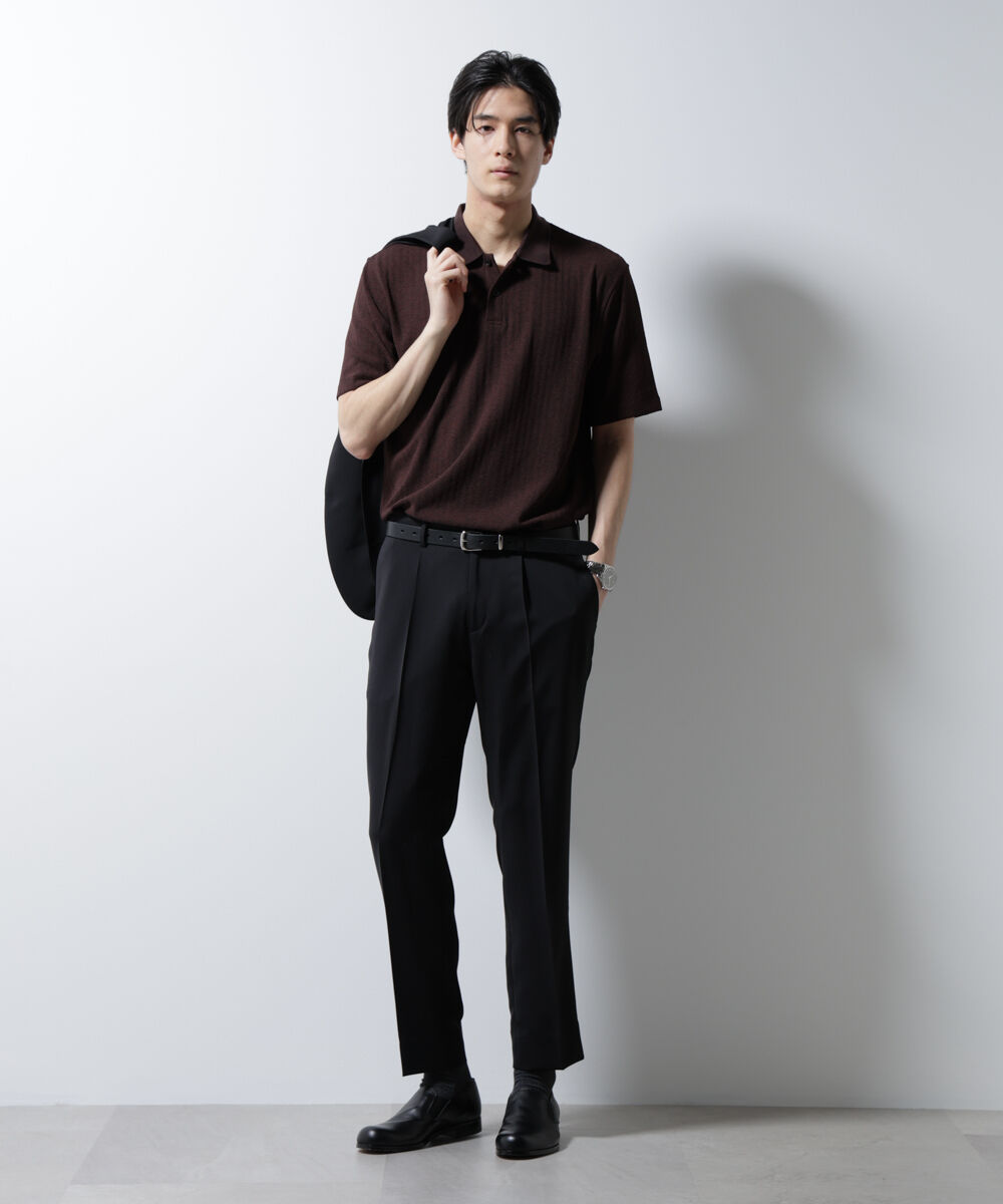 nano･universe「｢Damerino｣ヘリンボンポロシャツ/防シワ・吸水速乾・UVカット」|Tシャツ・カットソー|