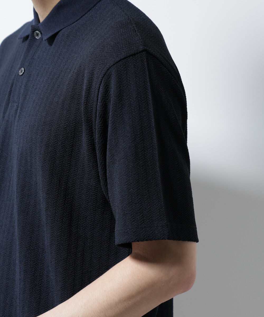 nano･universe「｢Damerino｣ヘリンボンポロシャツ/防シワ・吸水速乾・UVカット」|Tシャツ・カットソー|