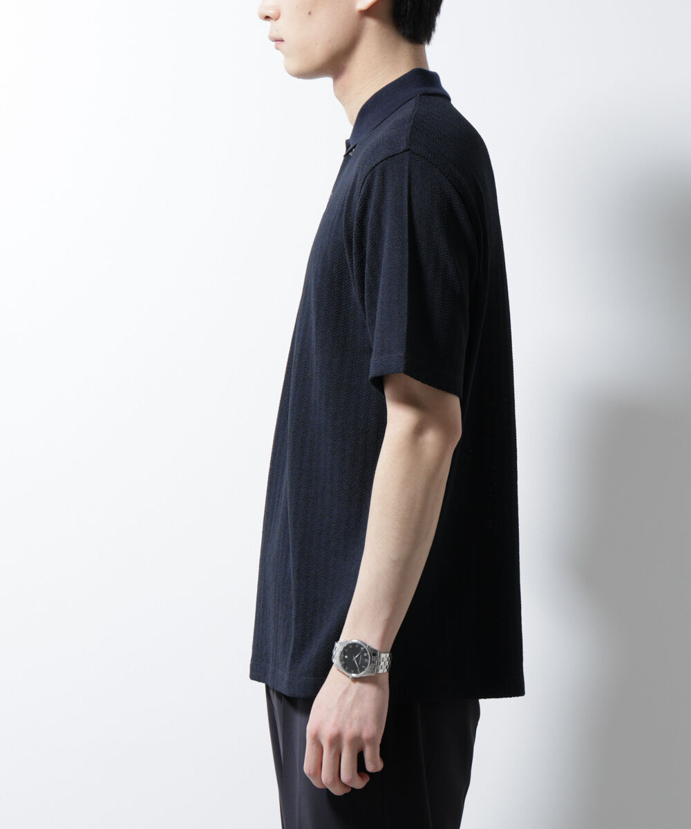 nano･universe「｢Damerino｣ヘリンボンポロシャツ/防シワ・吸水速乾・UVカット」|Tシャツ・カットソー|