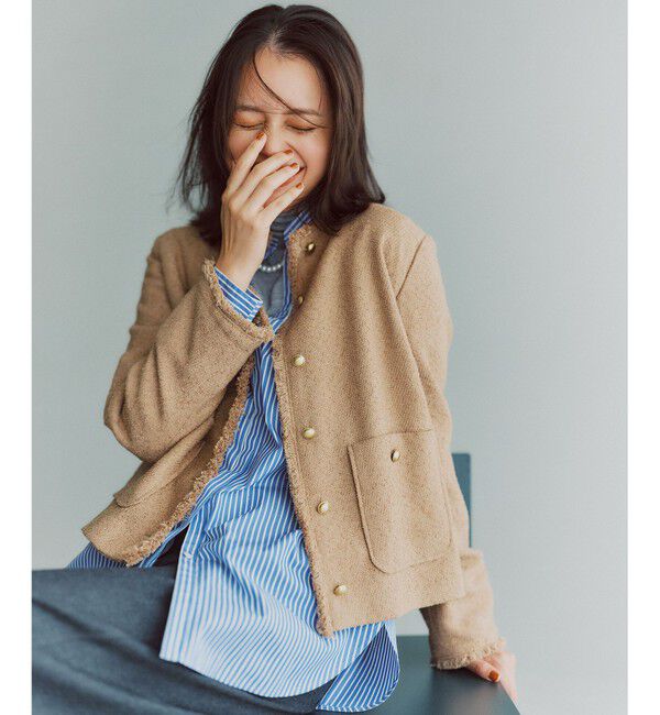 自由区「【SHIHOさん着用】ブライトリングツイード ジャケット」|ノーカラージャケット|