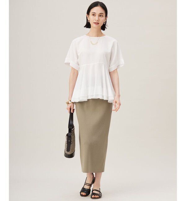 自由区「【洗える】ソフトリネンペプラム ブラウス」|シャツ・ブラウス|