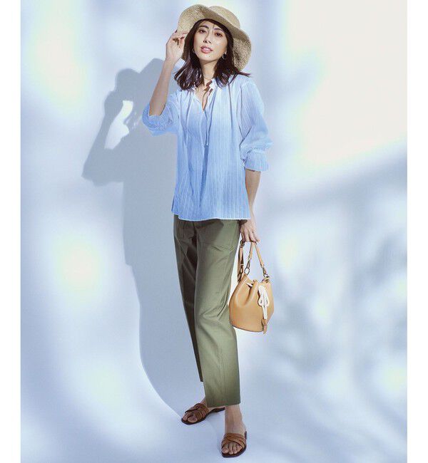 23区「【SLOW/洗える】バックサテンストレッチ ベイカーパンツ」|その他|