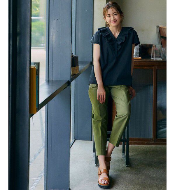 23区「【SLOW/洗える】バックサテンストレッチ ベイカーパンツ」|その他|