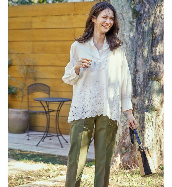 23区「【SLOW/洗える】バックサテンストレッチ ベイカーパンツ」|その他|