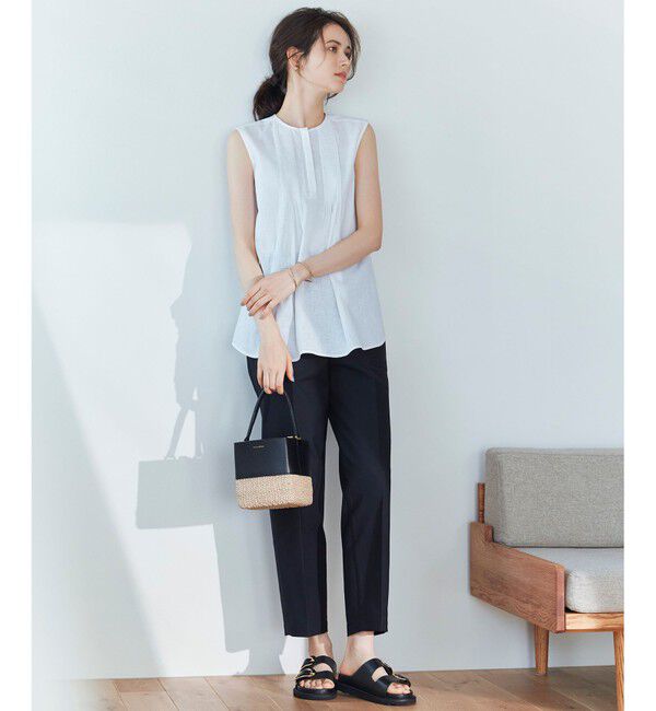 23区「【SLOW/洗える】バックサテンストレッチ ベイカーパンツ」|その他|