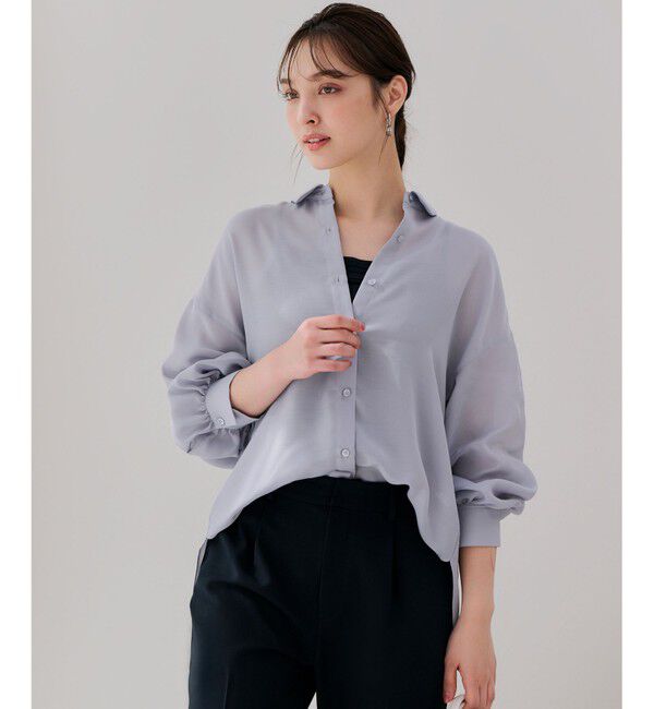 ANY SIS「【接触冷感】シアー ブラウス」|シャツ・ブラウス|ライトブルー