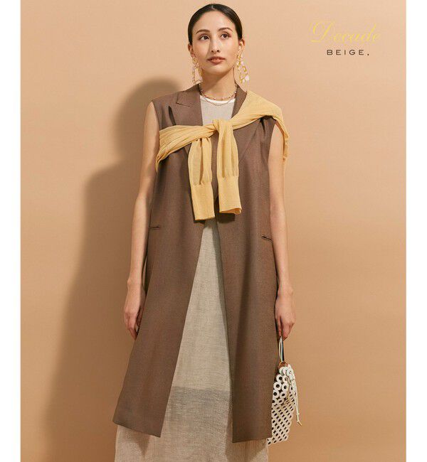BEIGE,「CAROLE / ロングテーラードジレ」|ベスト・ジレ|Mocha