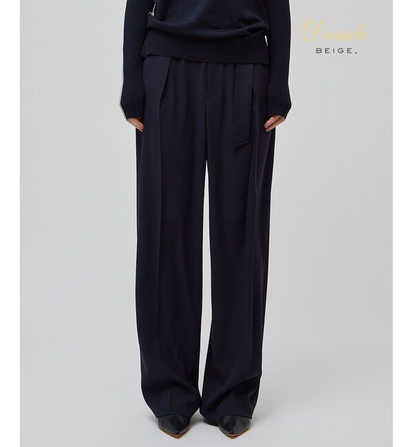 BEIGE,「【洗える】CINDY / ワイドタックパンツ」|その他|Navy