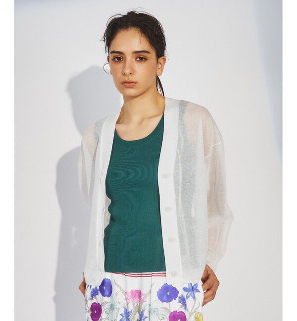 Diagram「シアーVネックニットカーディガン」|カーディガン|ホワイト