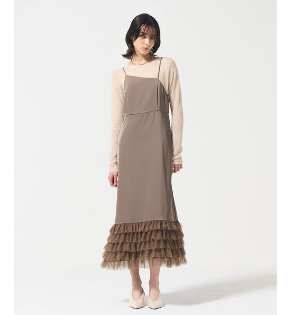 Diagram「フリルチュールサテンキャミワンピース」|ワンピース|ブラウン