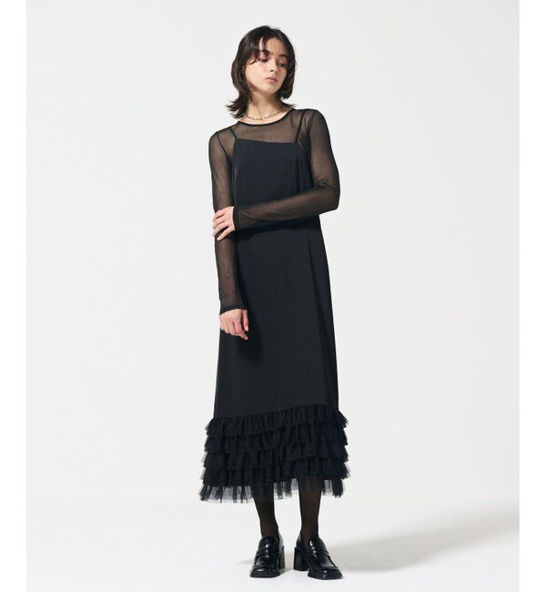 Diagram「フリルチュールサテンキャミワンピース」|ワンピース|ブラック