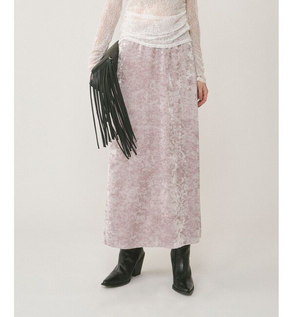 GRACE CONTINENTAL「クラッシュベロアロングスカート」|スカート|ベージュ