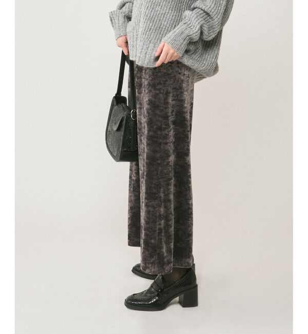 GRACE CONTINENTAL「クラッシュベロアロングスカート」|スカート|チャコール