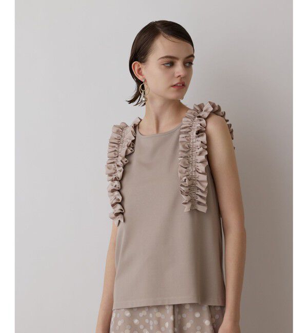 GRACE CONTINENTAL「フリルカットトップ」|その他|ベージュ