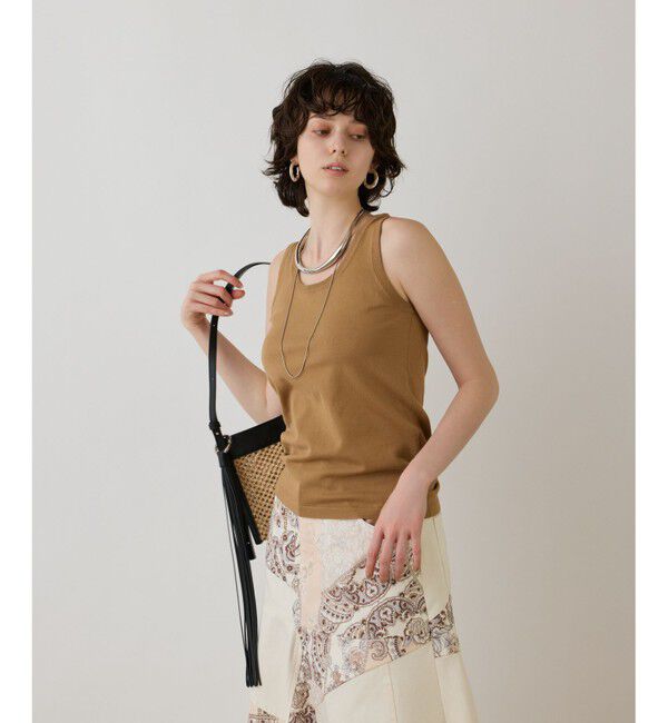 GRACE CONTINENTAL「クルーニットトップ」|Tシャツ・カットソー|キャメル