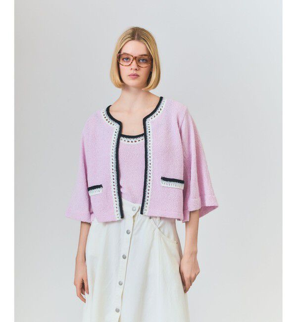 Grace Class「ツイーディーニットカーディガン」|カーディガン|ピンク